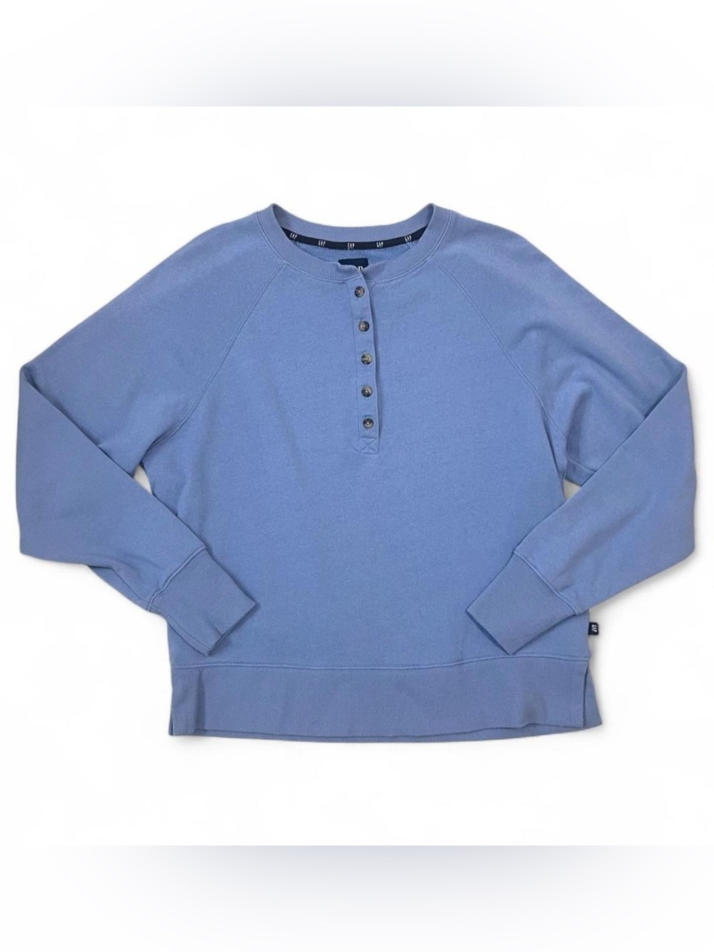 GAP Soft Blue Henley Crewneck Sweatshirt